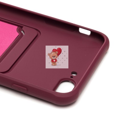 Чехол-накладка для Apple iPhone 7 Plus (бордовый) - SC304 с картхолдером