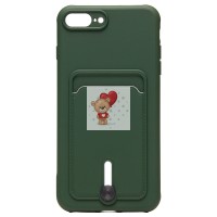 Чехол-накладка для Apple iPhone 7 Plus (темно-зеленый) - SC304 с картхолдером