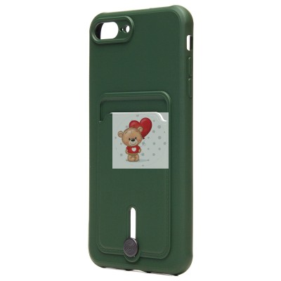 Чехол-накладка для Apple iPhone 7 Plus (темно-зеленый) - SC304 с картхолдером