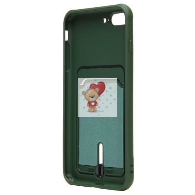 Чехол-накладка для Apple iPhone 7 Plus (темно-зеленый) - SC304 с картхолдером
