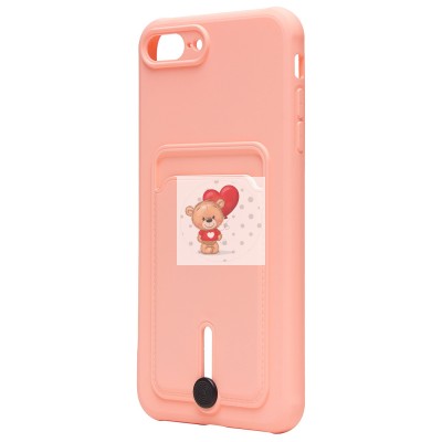 Чехол-накладка для Apple iPhone 7 Plus (светло-розовый) - SC304 с картхолдером