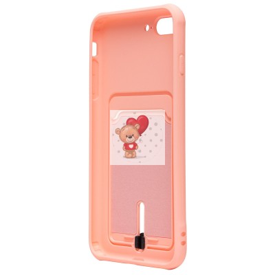 Чехол-накладка для Apple iPhone 7 Plus (светло-розовый) - SC304 с картхолдером
