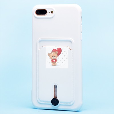 Чехол-накладка для Apple iPhone 8 Plus (белый) - SC304 с картхолдером