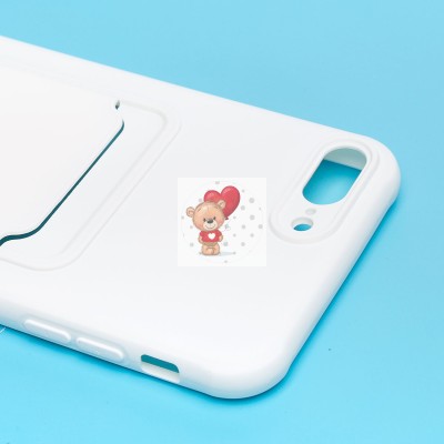 Чехол-накладка для Apple iPhone 8 Plus (белый) - SC304 с картхолдером