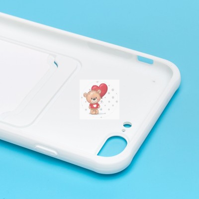 Чехол-накладка для Apple iPhone 8 Plus (белый) - SC304 с картхолдером