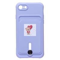 Чехол-накладка для Apple iPhone 7 (темно-фиолетовый) - SC304 с картхолдером