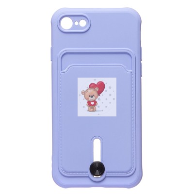 Чехол-накладка для Apple iPhone 7 (темно-фиолетовый) - SC304 с картхолдером