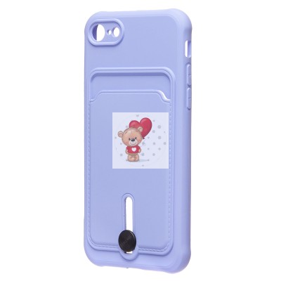 Чехол-накладка для Apple iPhone 8 (темно-фиолетовый) - SC304 с картхолдером