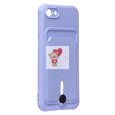 Чехол-накладка для Apple iPhone 8 (темно-фиолетовый) - SC304 с картхолдером