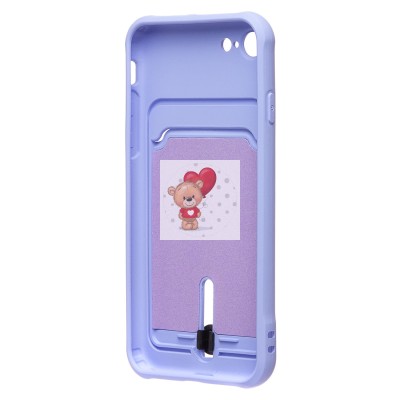 Чехол-накладка для Apple iPhone 8 (темно-фиолетовый) - SC304 с картхолдером