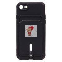 Чехол-накладка для Apple iPhone 7 (черный) - SC304 с картхолдером