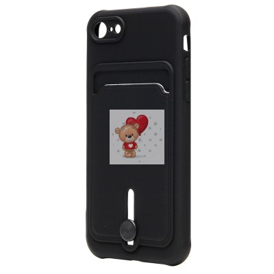 Чехол-накладка для Apple iPhone 7 (черный) - SC304 с картхолдером