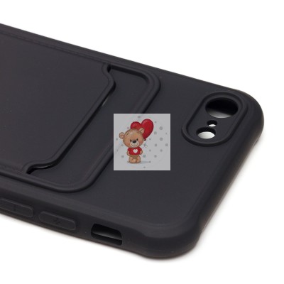 Чехол-накладка для Apple iPhone 7 (черный) - SC304 с картхолдером