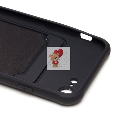 Чехол-накладка для Apple iPhone 7 (черный) - SC304 с картхолдером