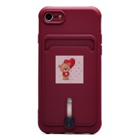 Чехол-накладка для Apple iPhone SE 2020 (бордовый) - SC304 с картхолдером Чехол-накладка для Apple iPhone SE 2020 (бордовый) - SC304 с картхолдером