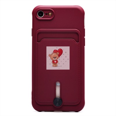 Чехол-накладка для Apple iPhone SE 2020 (бордовый) - SC304 с картхолдером