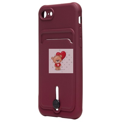 Чехол-накладка для Apple iPhone SE 2020 (бордовый) - SC304 с картхолдером Чехол-накладка для Apple iPhone SE 2020 (бордовый) - SC304 с картхолдером