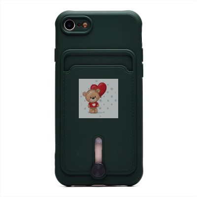 Чехол-накладка для Apple iPhone 7 (темно-зеленый) - SC304 с картхолдером