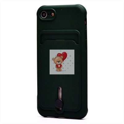 Чехол-накладка для Apple iPhone 8 (темно-зеленый) - SC304 с картхолдером