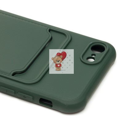 Чехол-накладка для Apple iPhone 8 (темно-зеленый) - SC304 с картхолдером