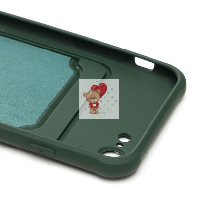 Чехол-накладка для Apple iPhone 8 (темно-зеленый) - SC304 с картхолдером