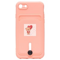 Чехол-накладка для Apple iPhone 8 (светло-розовый) - SC304 с картхолдером