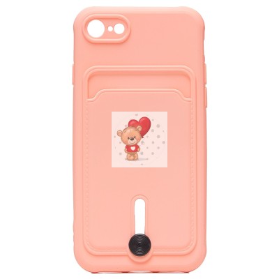 Чехол-накладка для Apple iPhone 7 (светло-розовый) - SC304 с картхолдером