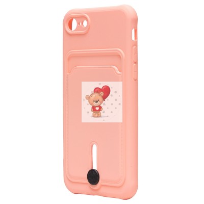 Чехол-накладка для Apple iPhone 7 (светло-розовый) - SC304 с картхолдером