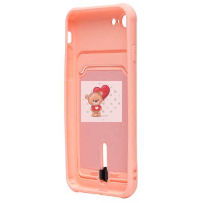 Чехол-накладка для Apple iPhone 7 (светло-розовый) - SC304 с картхолдером