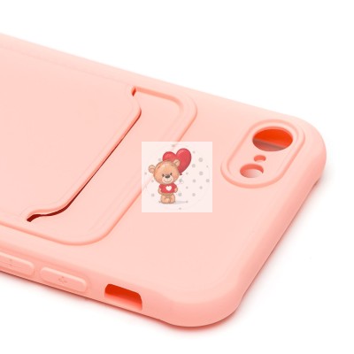 Чехол-накладка для Apple iPhone 7 (светло-розовый) - SC304 с картхолдером