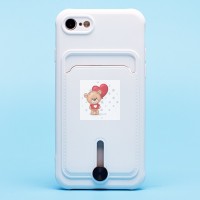 Чехол-накладка для Apple iPhone 8 (белый) - SC304 с картхолдером