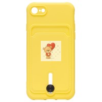 Чехол-накладка для Apple iPhone 7 (желтый) - SC304 с картхолдером