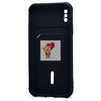 Чехол-накладка для Apple iPhone X (черный) - SC304 с картхолдером Чехол-накладка для Apple iPhone X (черный) - SC304 с картхолдером