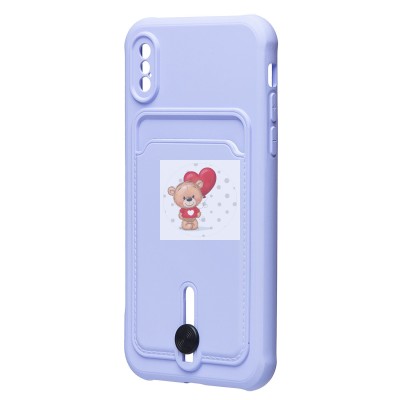 Чехол-накладка для Apple iPhone X (светло-фиолетовый) - SC304 с картхолдером