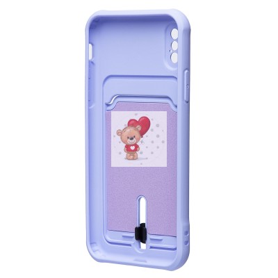 Чехол-накладка для Apple iPhone X (светло-фиолетовый) - SC304 с картхолдером