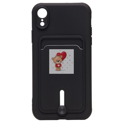 Чехол-накладка для Apple iPhone XR (черный) - SC304 с картхолдером