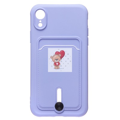 Чехол-накладка для Apple iPhone XR (темно-фиолетовый) - SC304 с картхолдером