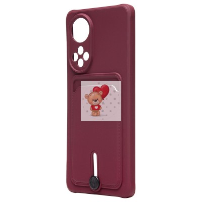 Чехол-накладка для Huawei Honor 50 (бордовый) - SC304 с картхолдером