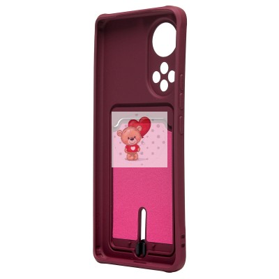 Чехол-накладка для Huawei Honor 50 (бордовый) - SC304 с картхолдером