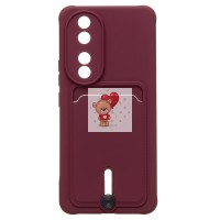 Чехол-накладка для Honor 90 (бордовый) - SC304 с картхолдером