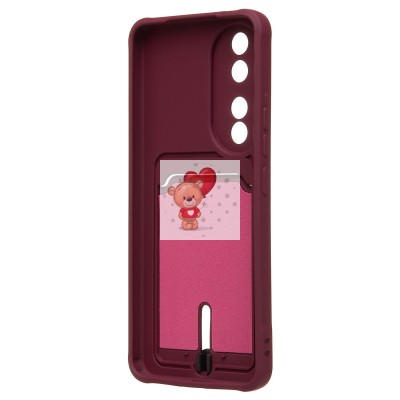 Чехол-накладка для Honor 90 (бордовый) - SC304 с картхолдером