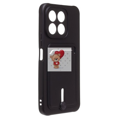 Чехол-накладка для Honor X6b (черный) - SC304 с картхолдером