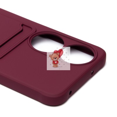 Чехол-накладка для Honor X7b (бордовый) - SC304 с картхолдером