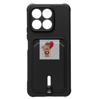 Чехол-накладка для Honor X8a (черный) - SC304 с картхолдером