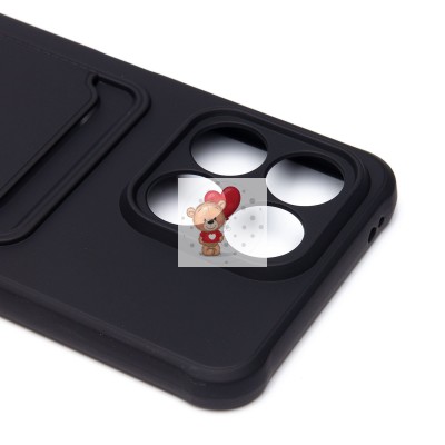 Чехол-накладка для Honor X8a (черный) - SC304 с картхолдером