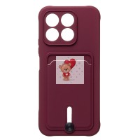 Чехол-накладка для Honor X8b (бордовый) - SC304 с картхолдером