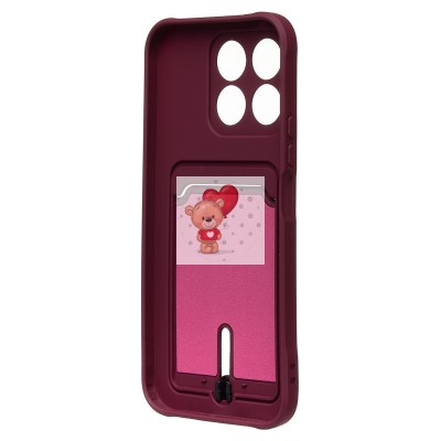 Чехол-накладка для Honor X8b (бордовый) - SC304 с картхолдером