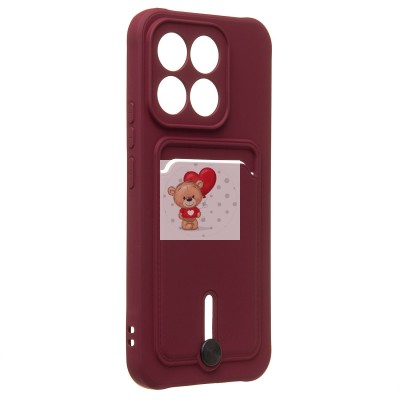 Чехол-накладка для Honor X8c (бордовый) - SC304 с картхолдером