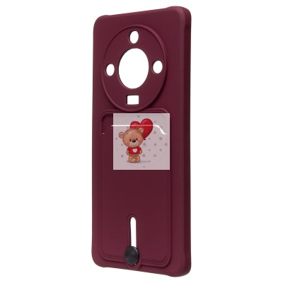 Чехол-накладка для Honor X9b (бордовый) - SC304 с картхолдером