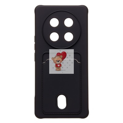 Чехол-накладка для Honor X9c (черный) - SC304 с картхолдером